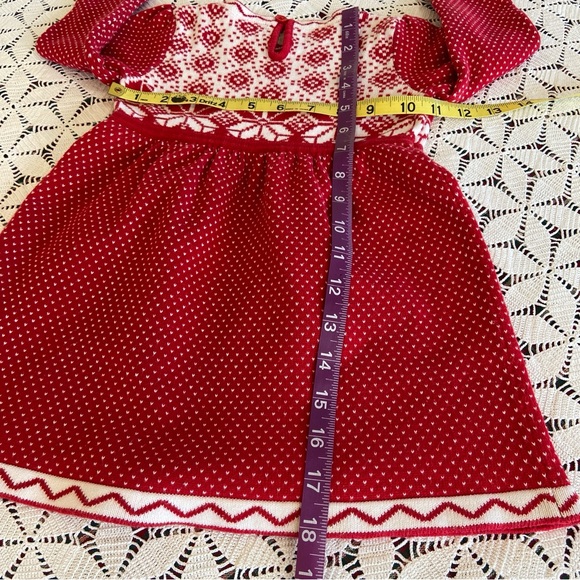 Hanna Andersson Red and White Cotton Holiday Sweater Dress Size 18-24 Mo - Picture 4 of 16